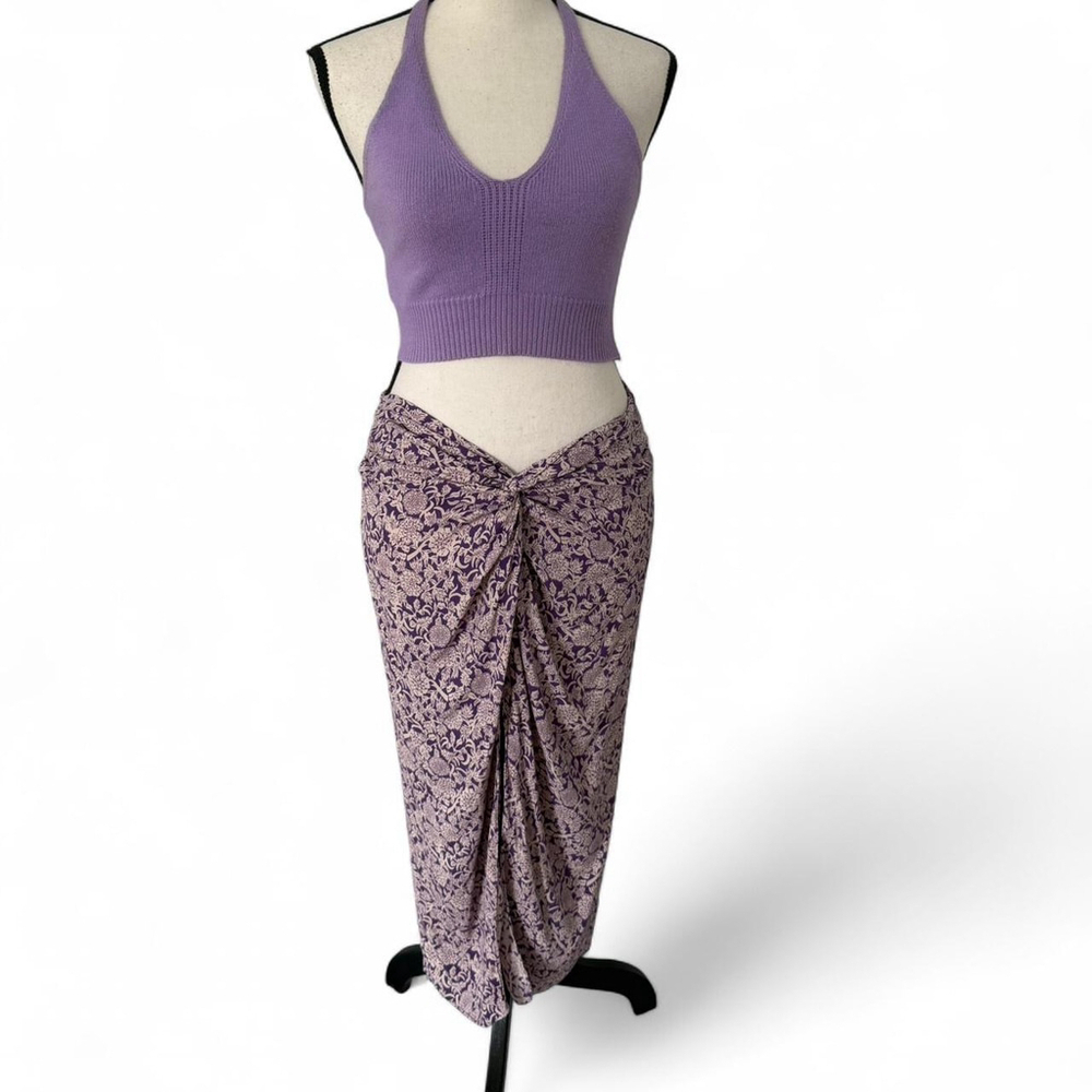 Zara Purple Knotted Midi Skirt - Size M